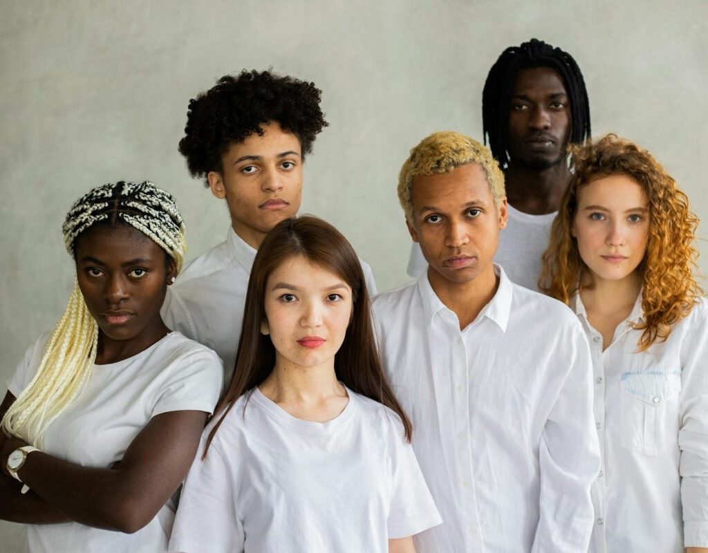 group of diverse young people with different appearances